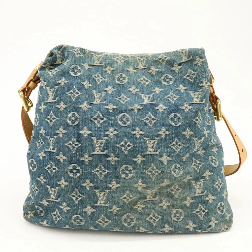 Louis Vuitton Monogram Denim Baggy GM Shoulder Bag Blue M95048 Auth Used F/S